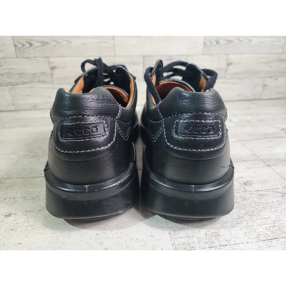Ecco Oxford Black Leather Shoes Lace Up Derby Casual Comfort Mens 9-9.5 Euro 43